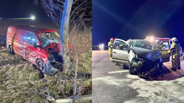 Wypadek na DK 38. Zderzenie pojazdów na zjeździe w kierunku Gościęcina. Jedna osoba trafiła do szpitala