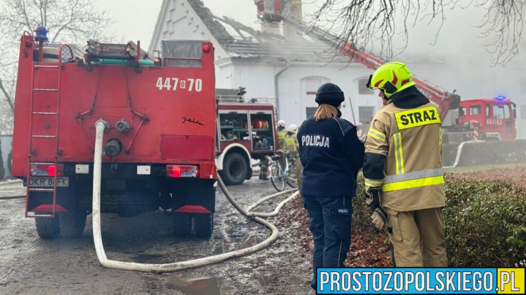 Groźny pożar w stadninie koni w Mosznej. Ewakuowano ponad 20 koni, jedna osoba uratowała się w porę