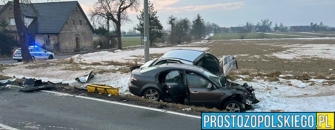Wypadek na&nbsp;DK42 Kluczbork – Wołczyn. Trzy osoby trafiły do&nbsp;szpitala, w&nbsp;tym dziecko