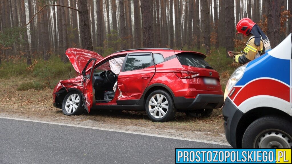 Wypadek na trasie Komprachcice – Szydłów. Trudne warunki drogowe, interweniowały służby