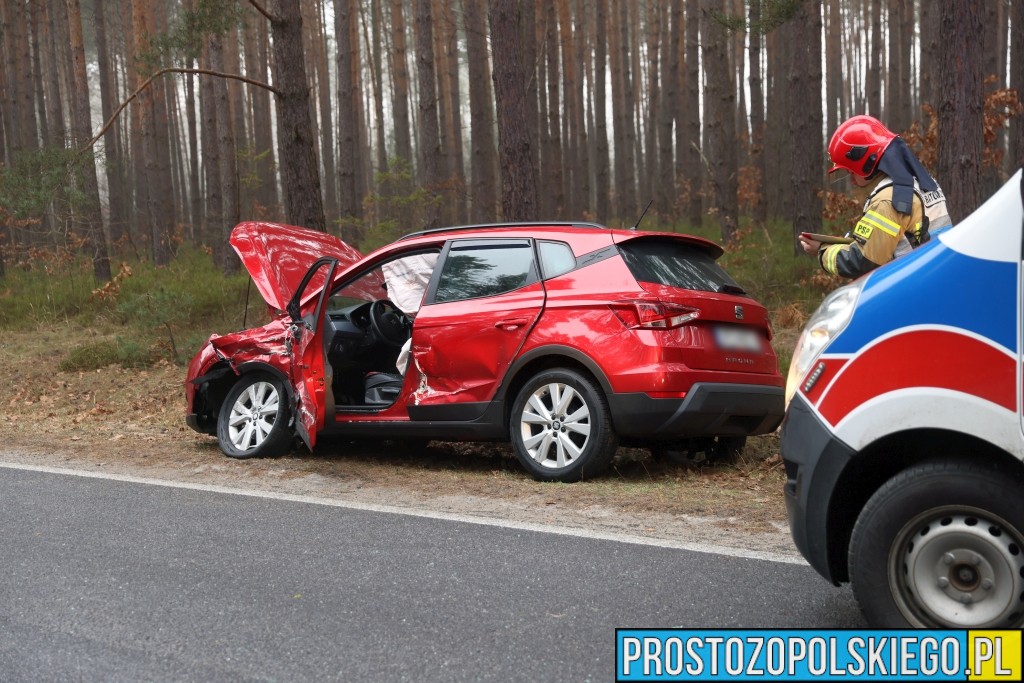 Wypadek na trasie Komprachcice – Szydłów. Trudne warunki drogowe, interweniowały służby