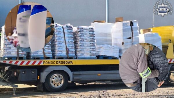 Podrabiał znane marki chemii i kosmetyków. Policja zabezpieczyła 40 palet nielegalnych produktów