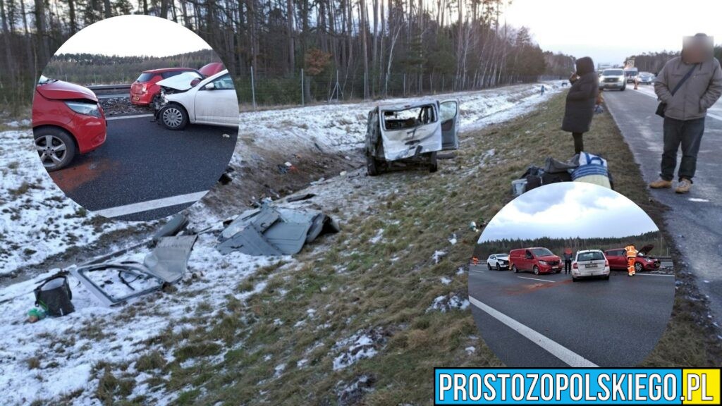 Karambol na autostradzie A4 pod Opolem. Zderzenie 5 pojazdów, jedna osoba trafiła do szpitala