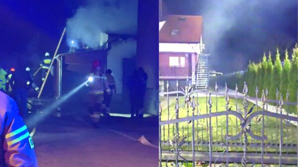 Pożar warsztatu samochodowego w Malerzowicach Wielkich. W środku dwa pojazdy