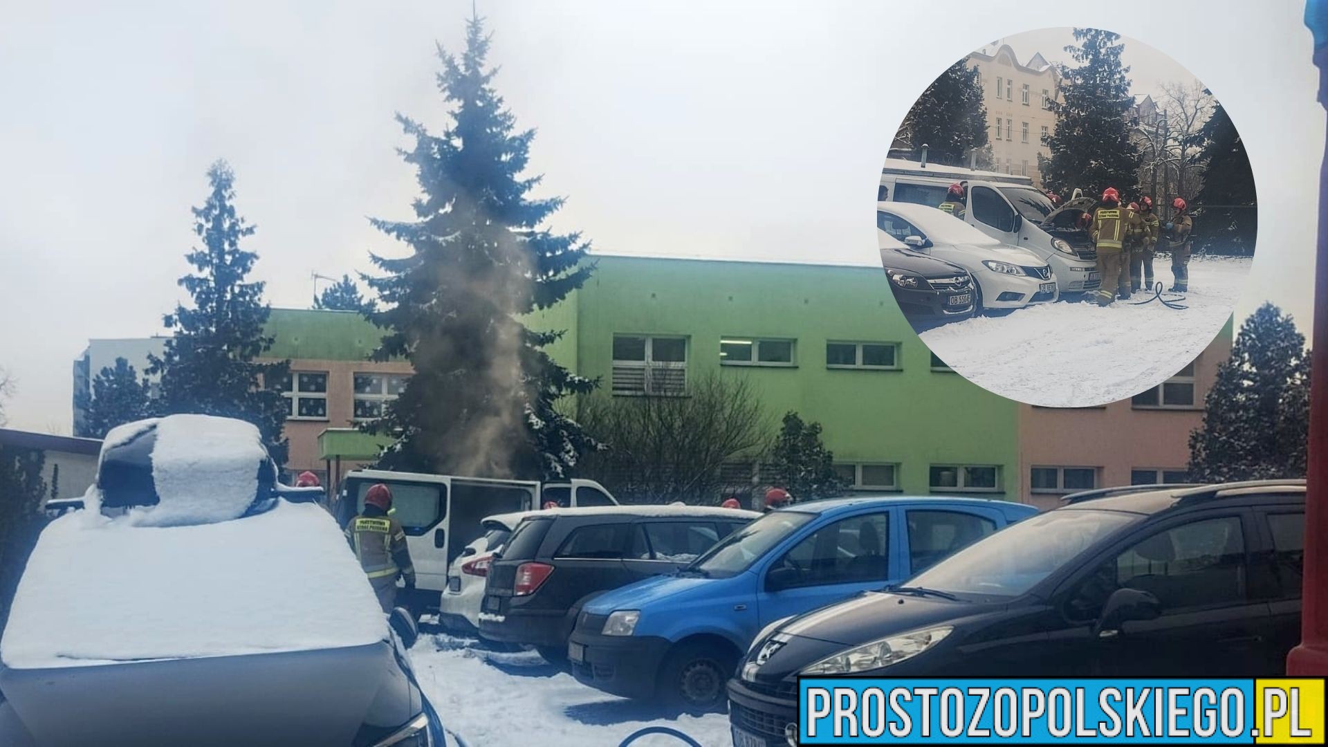 Pożar busa na parkingu przy ul. Ofiar Katynia w Brzegu