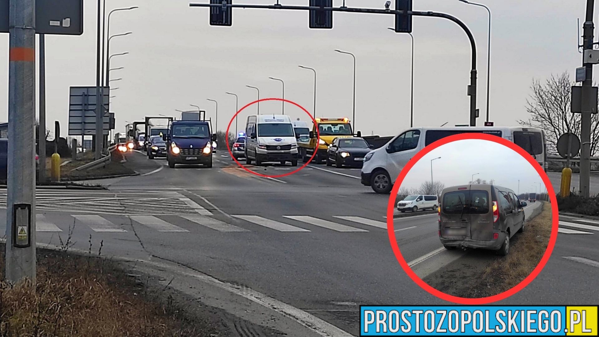 Zderzenie busa z samochodem osobowym na obwodnicy Opola. Interweniowały wszystkie służby ratunkowe