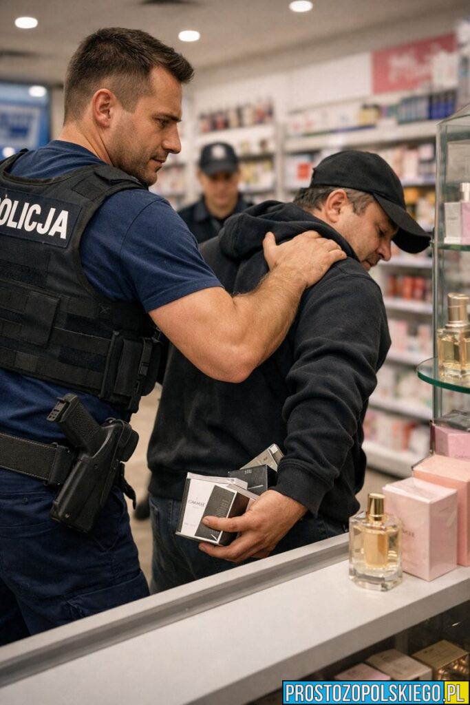 Policjant po służbie zatrzymał złodzieja w drogerii. Mienie warte 700 zł wróciło do sklepu