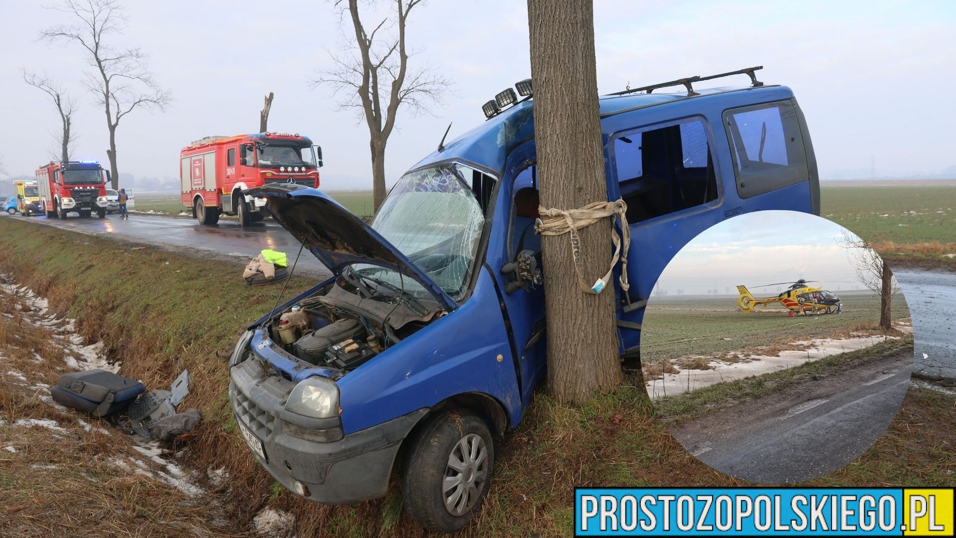 Wypadek drogowy w Wawelnie. Kobieta zakleszczona w aucie, interweniował LPR