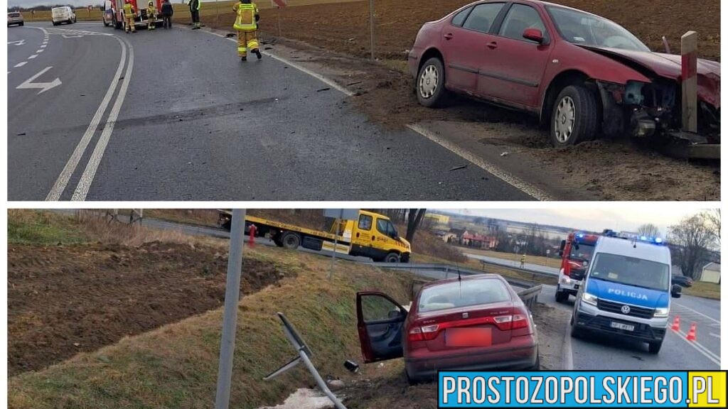 Zderzenie dwóch aut na DW 426 w Olszowej. Jedna osoba poszkodowana