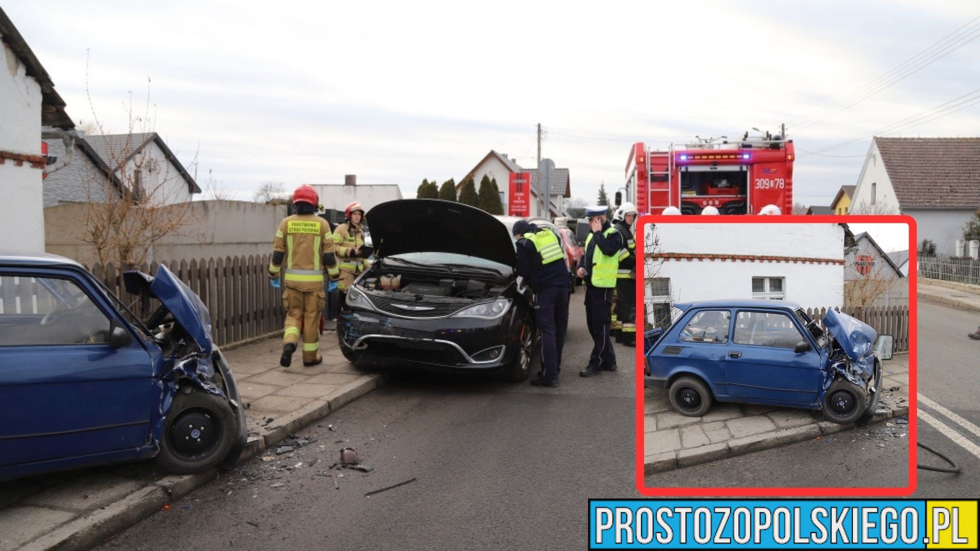 Wypadek na ul. Wrocławskiej w Opolu. Seniorka zasłabła za kierownicą Fiata 126p i wjechał w zaparkowane auta.