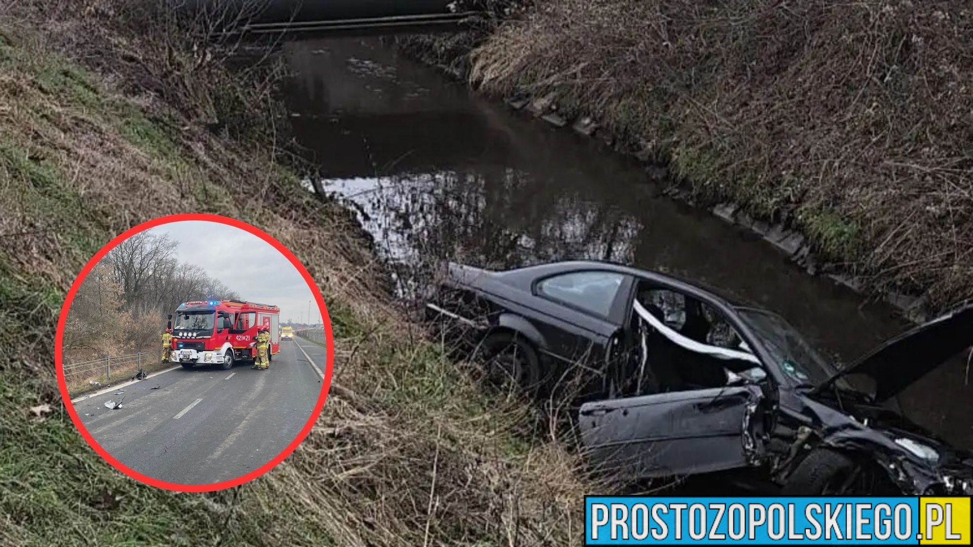 Kędzierzyn-Koźle: Zderzenie BMW z ciężarówką na ul. Mostowej. Osobówka wpadła do rowu z wodą