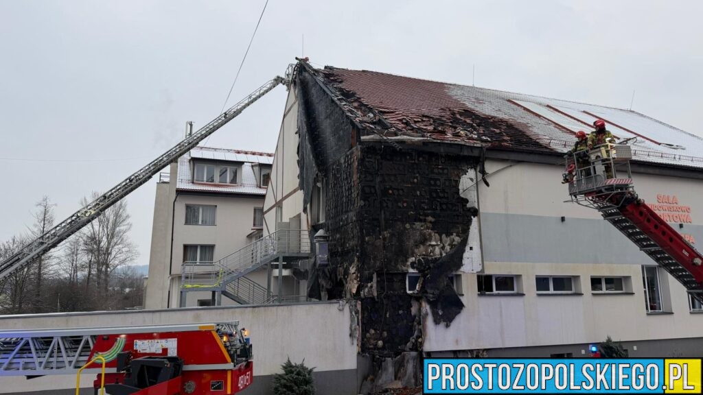 Pożar hotelu w Pokrzywnej. Ewakuowano blisko 90 gości, w tym dzieci