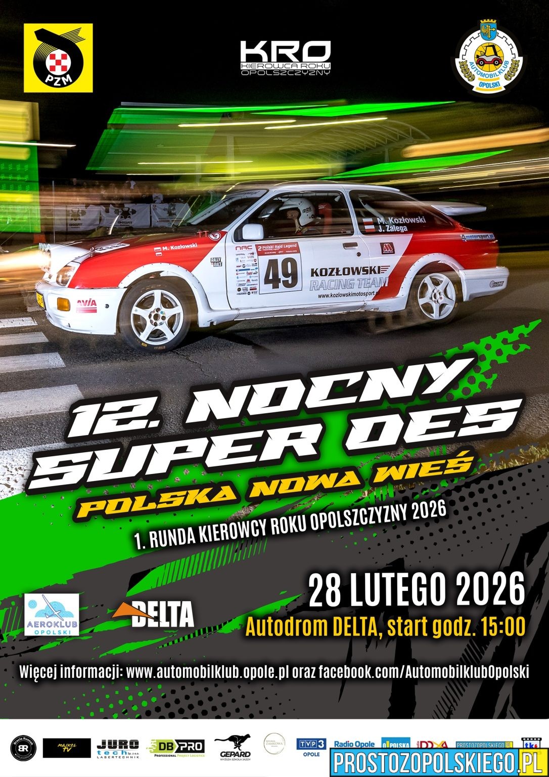 Kierowca Roku Opolszczyzny 2026 startuje już 28 lutego. Nocny Super OES na Autodromie DELTA