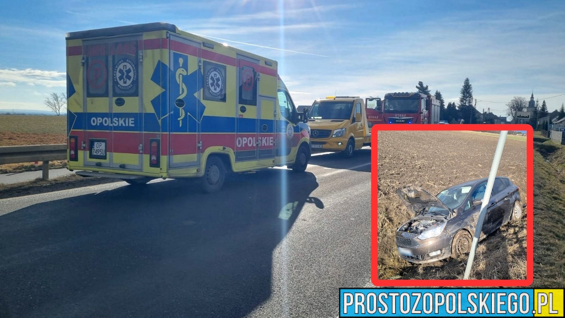 Auto wpadło do rowu między Górką a Chrząszczycami. Kierowca wyszedł o własnych siłach