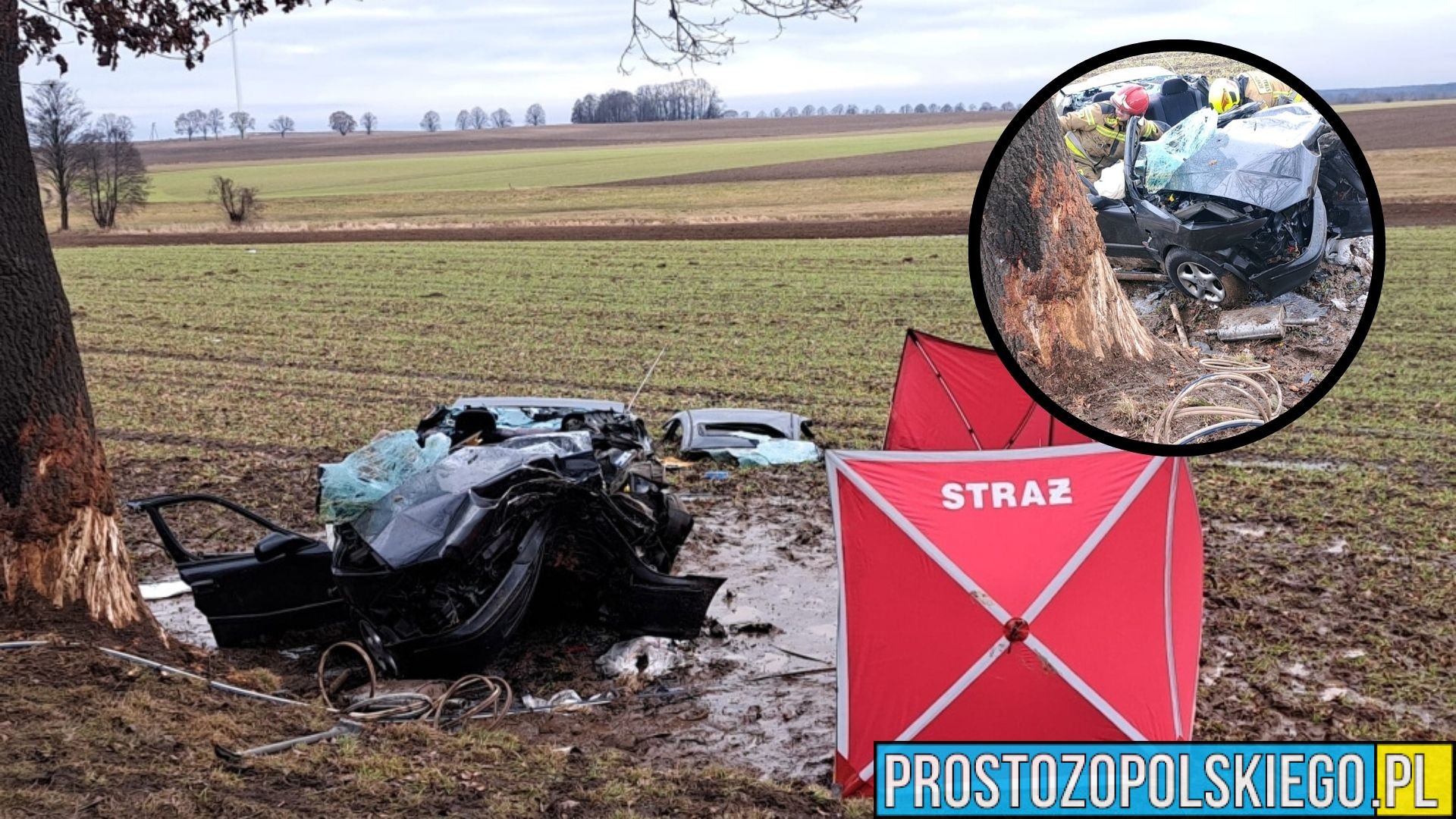 Śmiertelny wypadek na DW487. 37-letnia kobieta zginęła po uderzeniu w drzewo