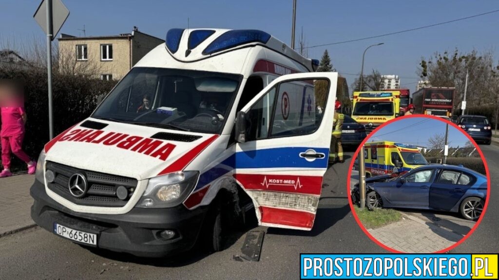 Wypadek w Opolu – zderzenie karetki i BMW na skrzyżowaniu Biasa i Wojska Polskiego