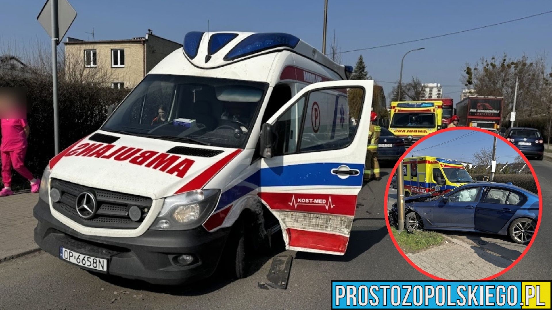 Wypadek w Opolu – zderzenie karetki i BMW na skrzyżowaniu Biasa i Wojska Polskiego