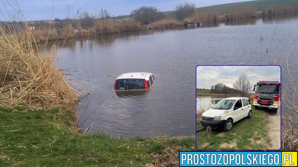 Samochód wjechał do stawu w Studzienicy. Kobietę uratował świadek – wędkarz