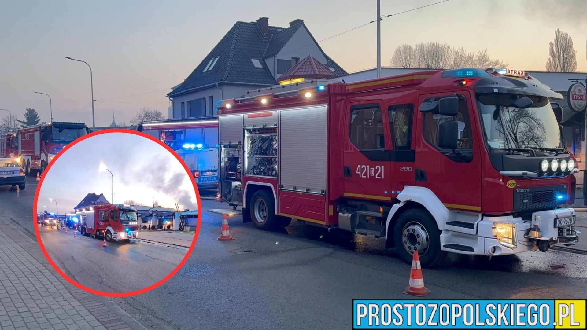 Pożar na zapleczu lokalu w Kędzierzynie-Koźlu. Szybka akcja strażaków zapobiegła rozprzestrzenieniu ognia