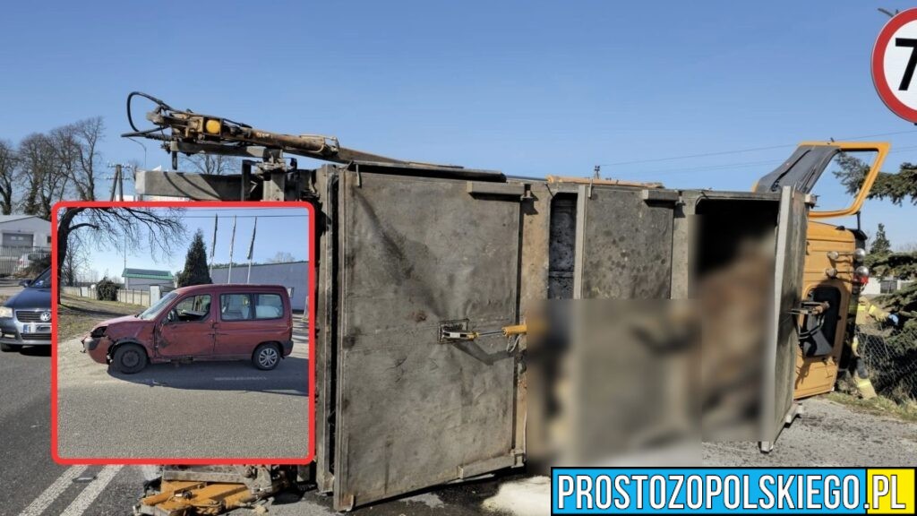 Zderzenie ciężarówki z osobówką na DW454. 26-latek ukarany mandatem 2000 zł