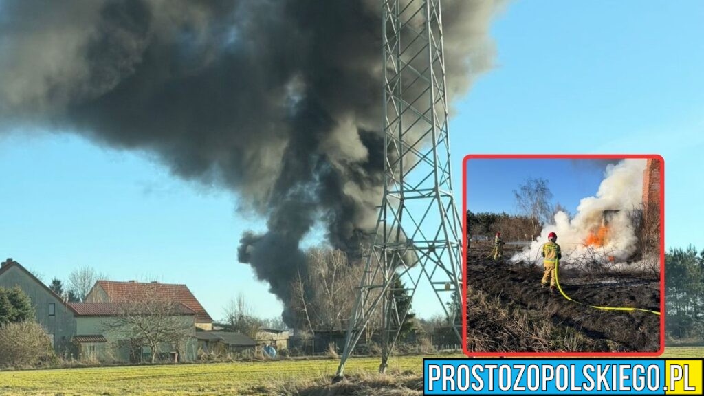 Pożar w Gręboszowie. Ogień z płonących opon przeniósł się na budynek, jedna osoba poszkodowana