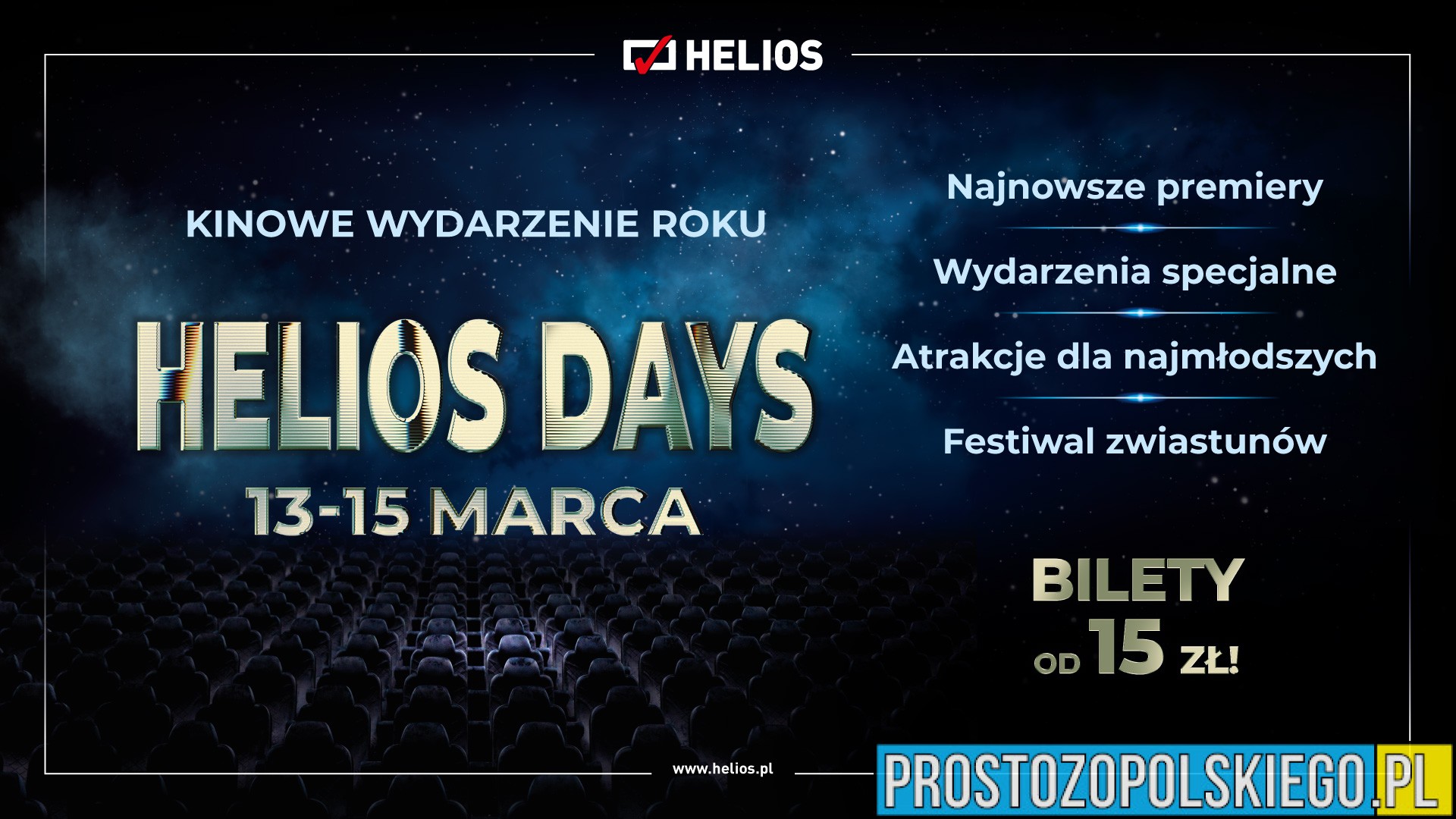 Seanse za 15 zł, rabaty i bogaty repertuar – sieć kin zaprasza na Helios Days!