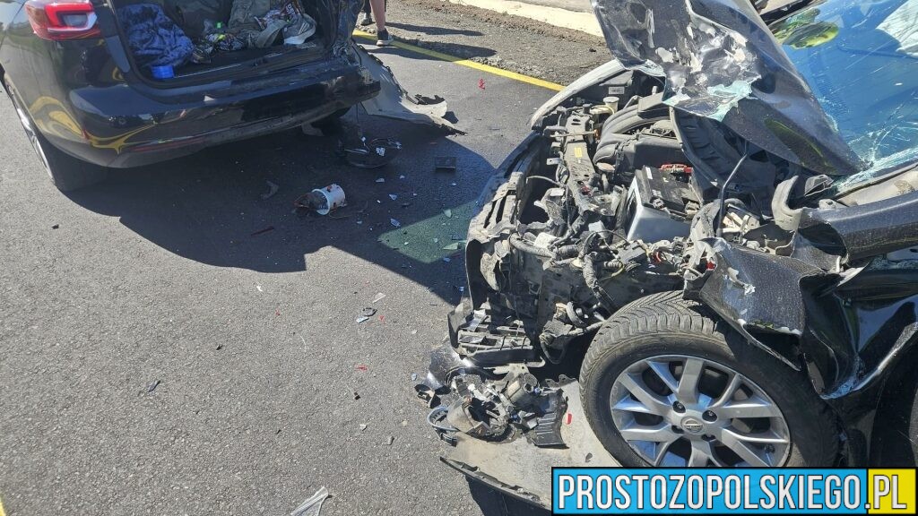 Wypadek na DK45 Opole–Kluczbork. Jedna osoba ranna po zderzeniu dwóch aut