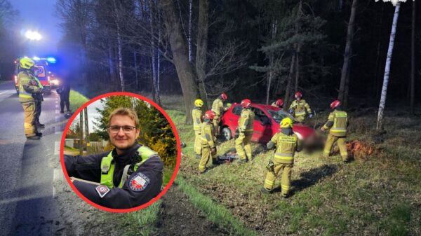 Policjant w drodze do służby uratował kierowcę po dachowaniu. Natychmiast ruszył z pomocą