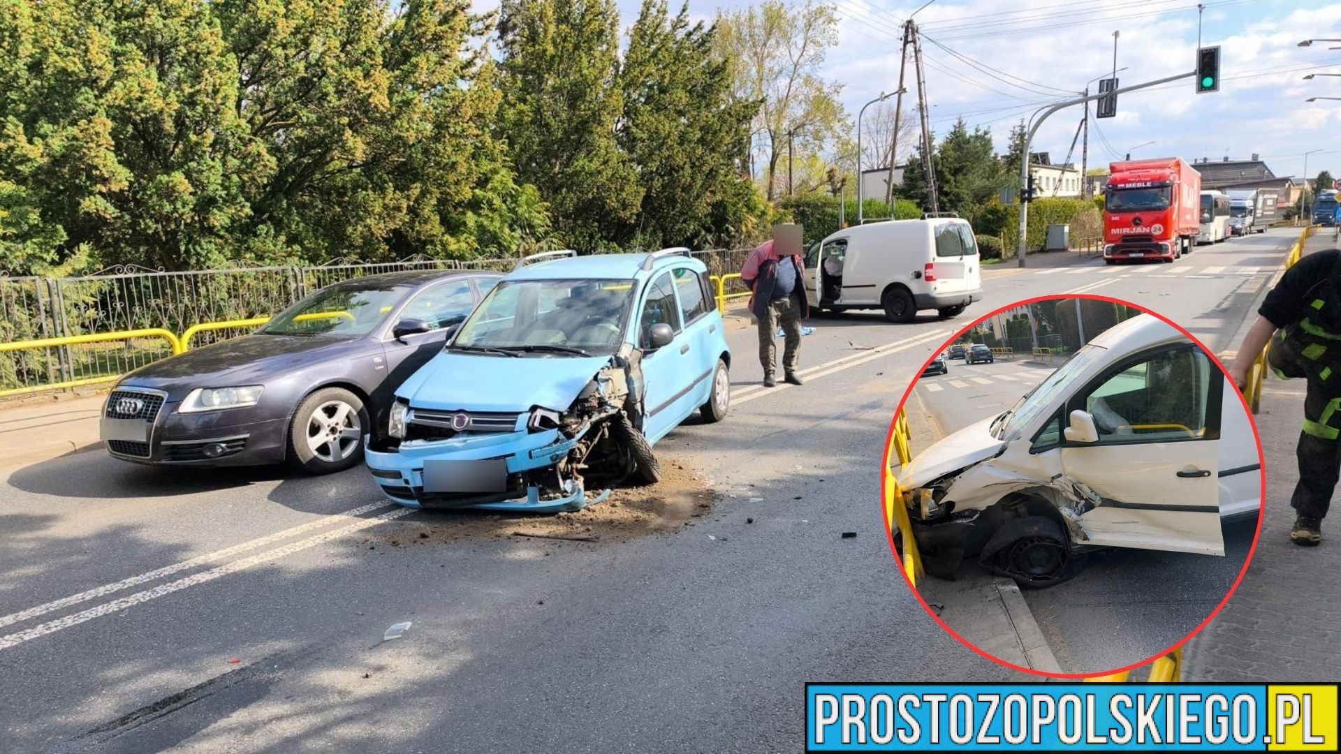 Groźnie na DK11. Zderzenie trzech pojazdów w Byczynie