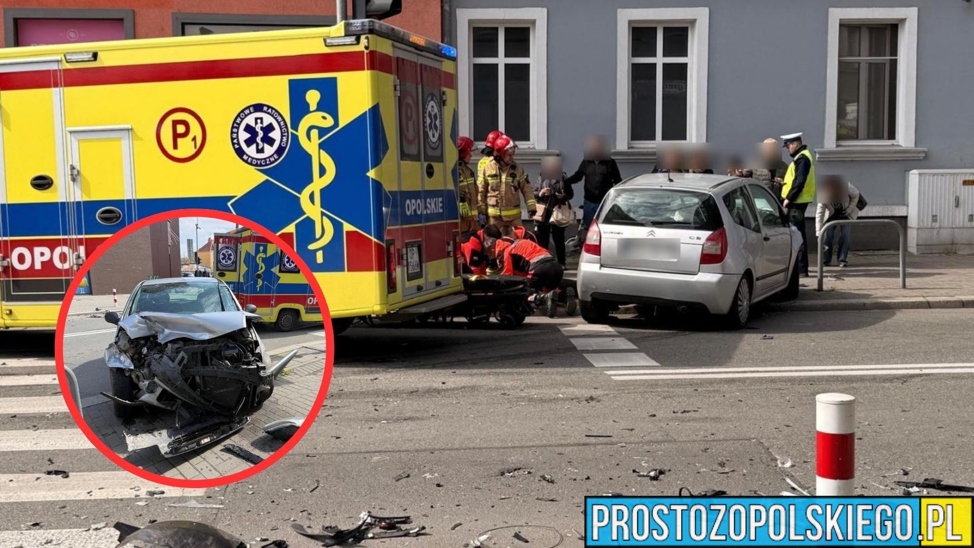 Wypadek na skrzyżowaniu ul. Katowickiej i 1 Maja w Opolu.