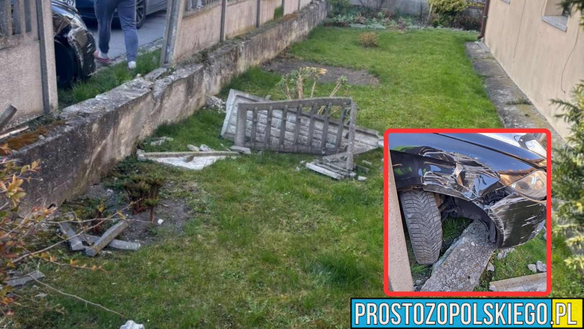 Pijany kierowca wjechał w płot w Zimnicach Małych. Świadkowie uniemożliwili mu ucieczkę