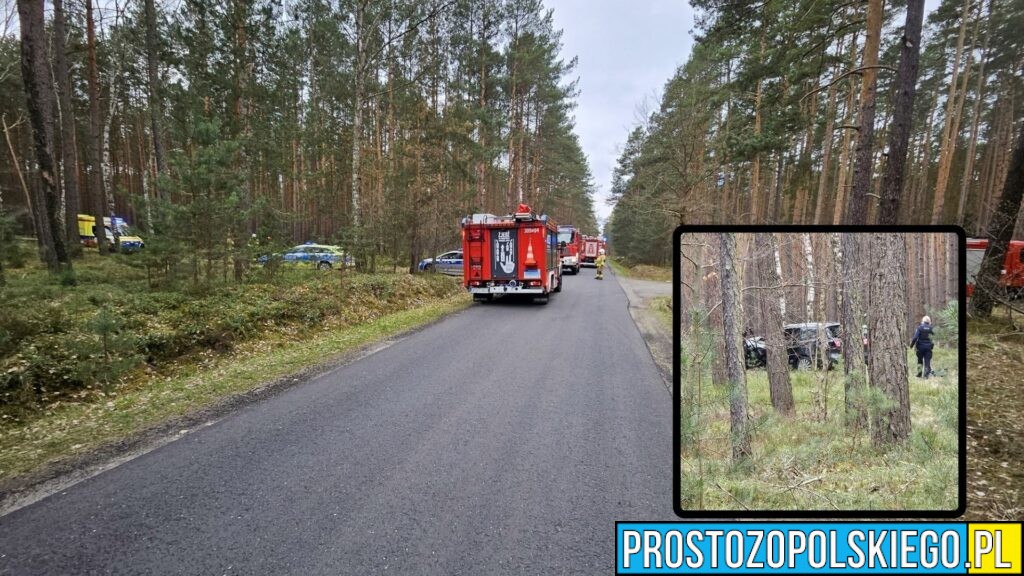 Tragiczny wypadek między Kup a Chróścicami. Nie żyje kierowca Volkswagena