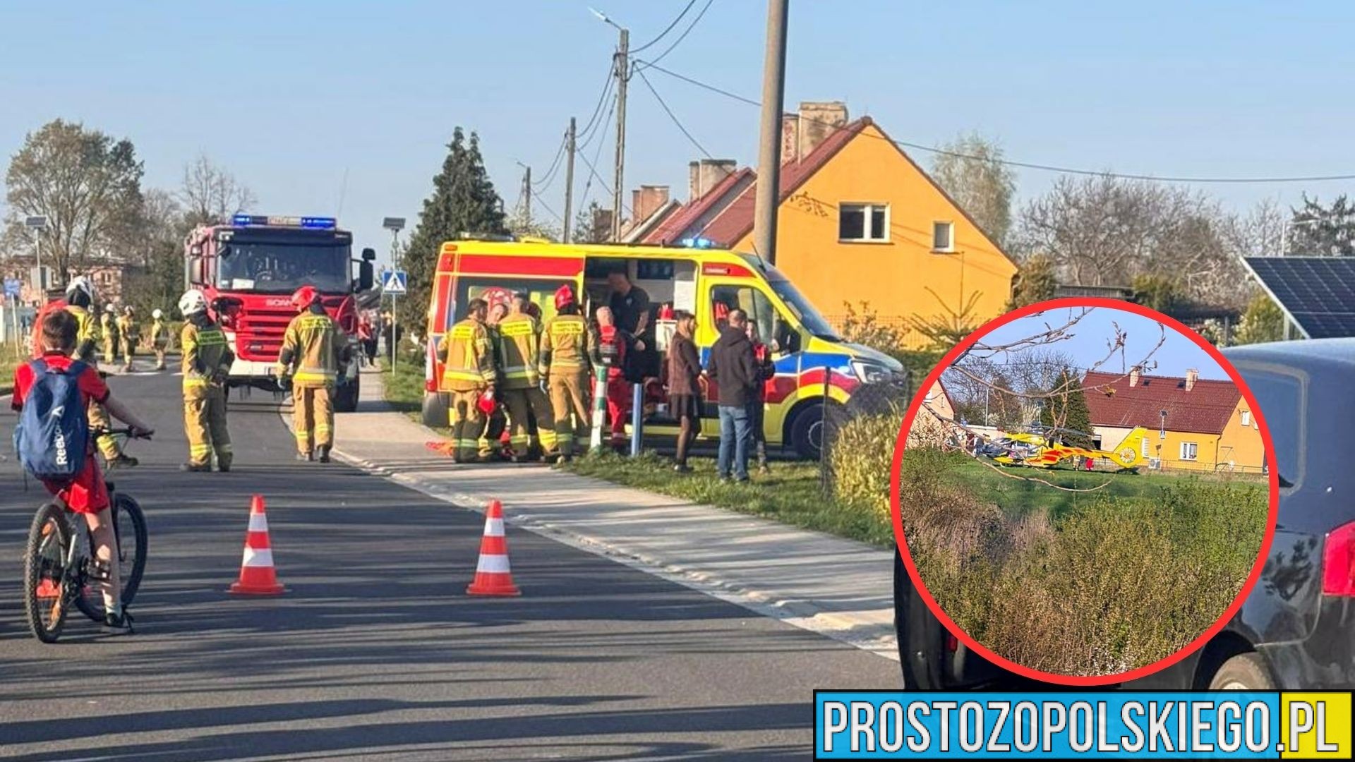 Wypadek w Łukowicach Brzeskich. Mężczyzna spadł z drzewa – na miejscu lądował śmigłowiec LPR
