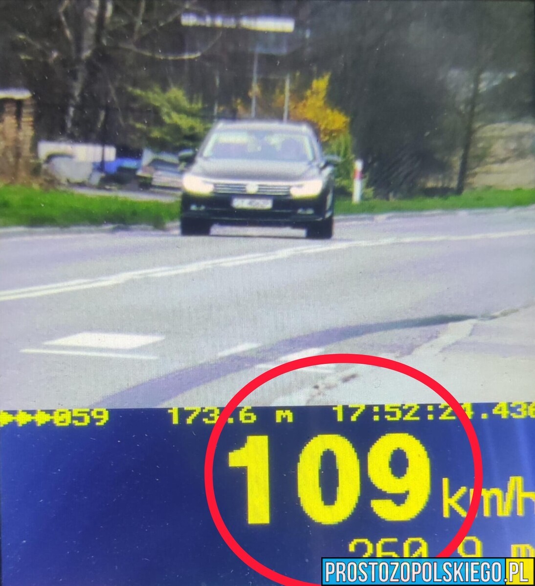 109 km/h w terenie zabudowanym. Kierowca stracił prawo jazdy w Kielczy