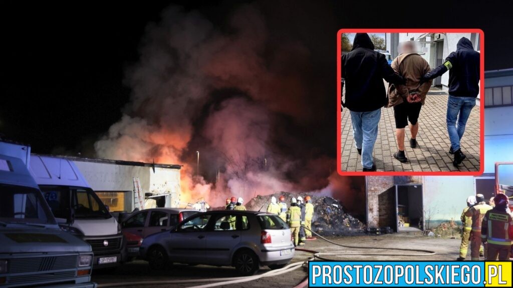 Pożar opon w Opolu. Straty sięgają 100 tys. zł, sprawca zatrzymany w kilka godzin(WIDEO)