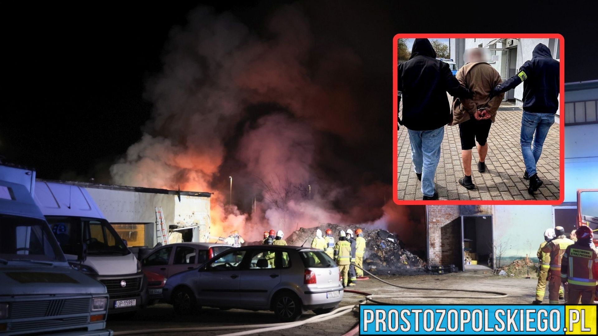 Pożar opon w Opolu. Straty sięgają 100 tys. zł, sprawca zatrzymany w kilka godzin(WIDEO)