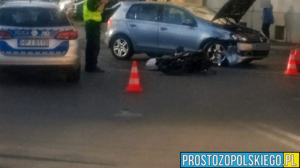 Wypadek w Brzegu. Motocyklista zabrany do szpitala