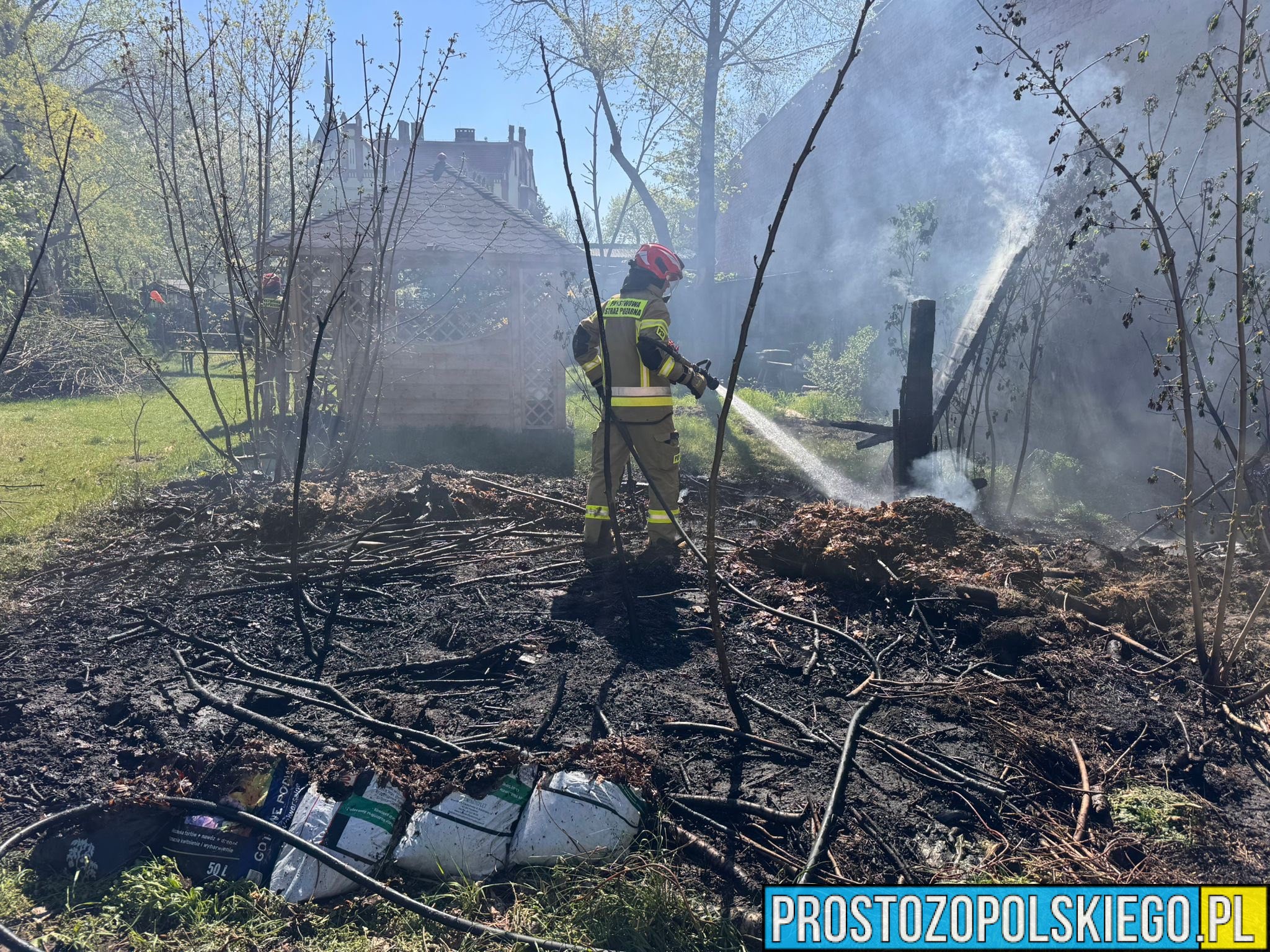 Pożar trawy w Kędzierzynie-Koźlu. Szybka akcja strażaków zapobiegła rozprzestrzenieniu ognia