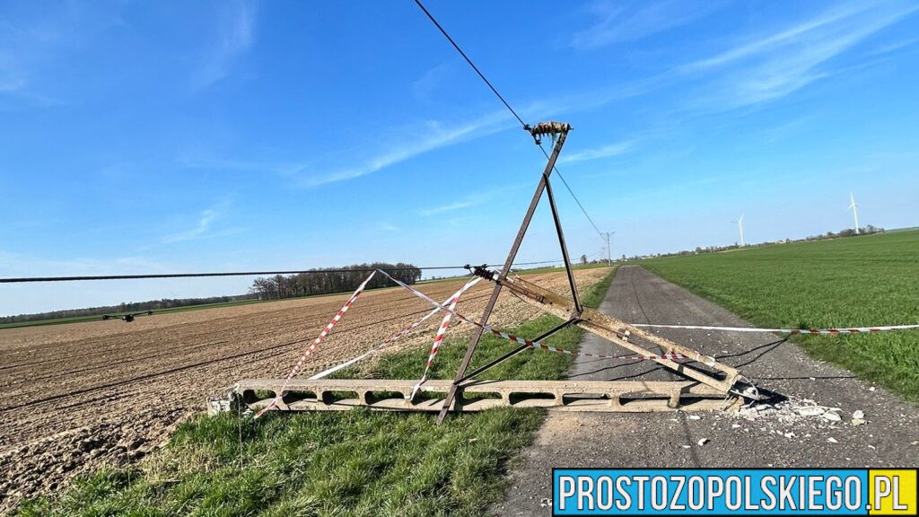 Zdarzenie na polu w Starowicach Dolnych. Maszyna rolnicza zahaczyła o linię energetyczną.