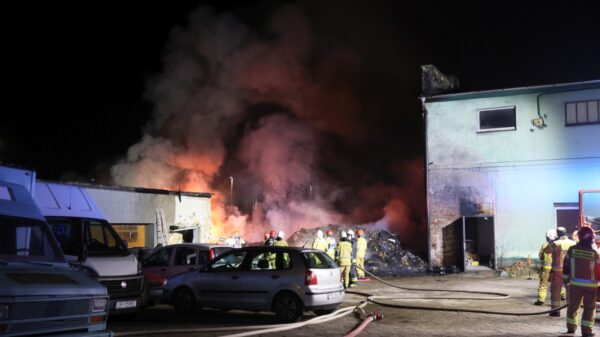 Pożar w Opolu przy ul. Niemodlińskiej. Płonęły palety i opony, akcja trwała ponad 2 godziny
