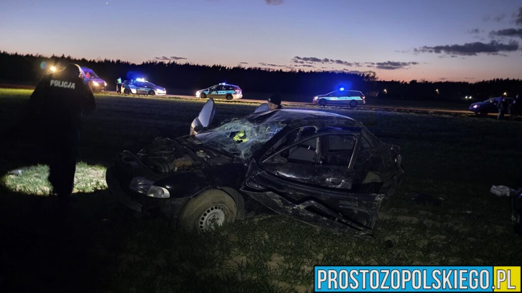 Pościg ulicami Strzelec Opolskich zakończony dachowaniem. 39-latek pijany i z dożywotnim zakazem kierowania