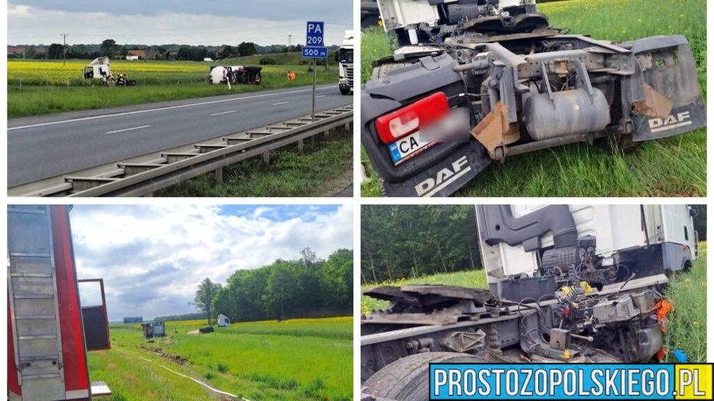 Cysterna z etanolem przewróciła się na A4 pod Opolem. Trwa akcja służb