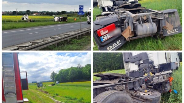 Cysterna z etanolem przewróciła się na A4 pod Opolem. Trwa akcja służb