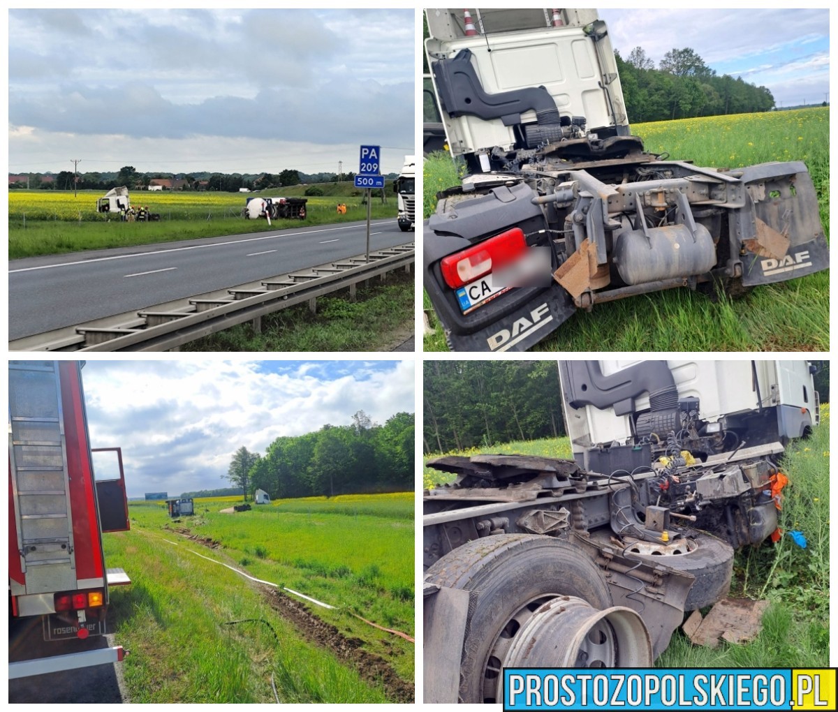 Cysterna z etanolem przewróciła się na A4 pod Opolem. Trwa akcja służb