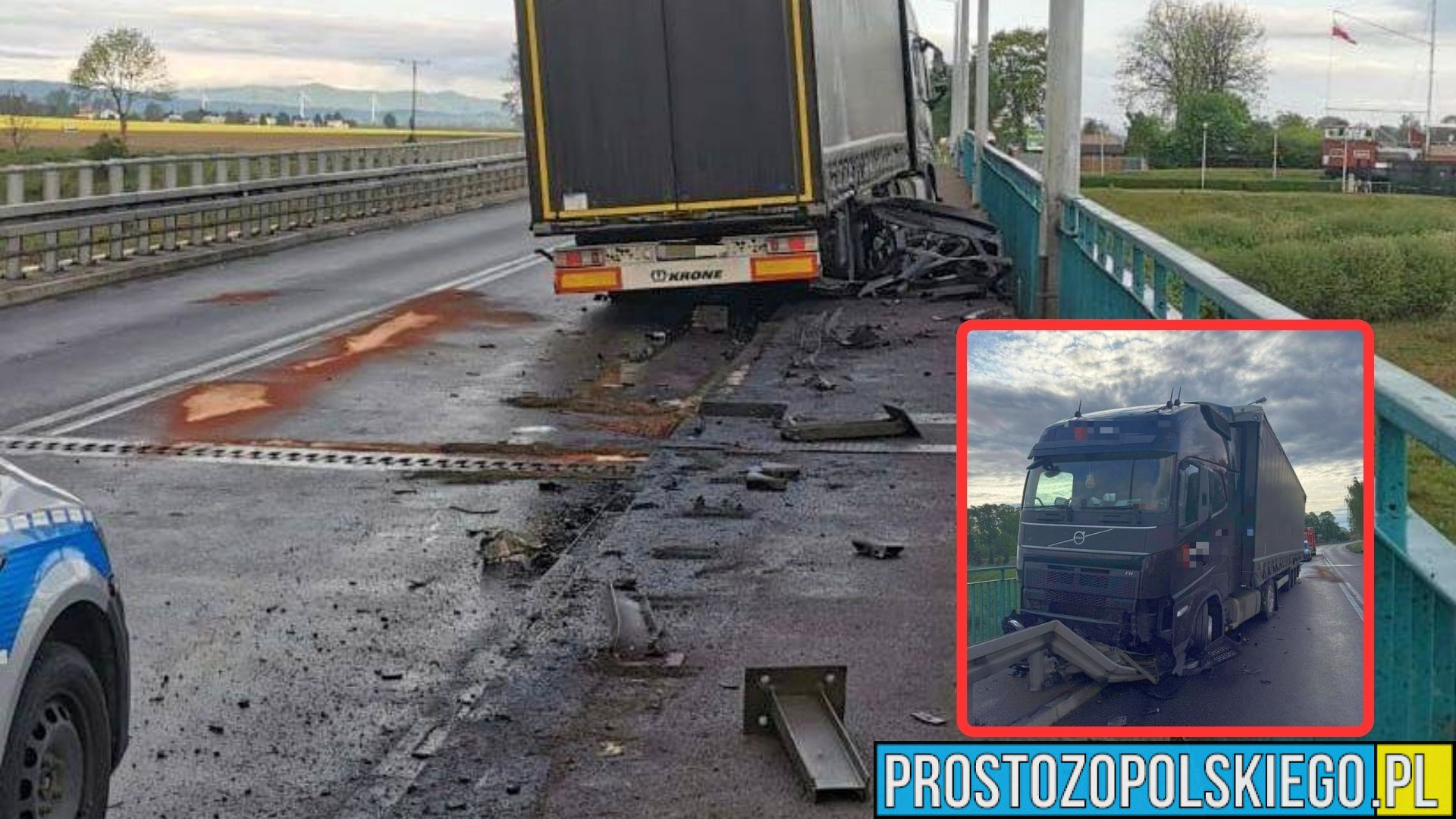 Ciężarówka uderzyła w barierki na DK46 w Ściborzu.