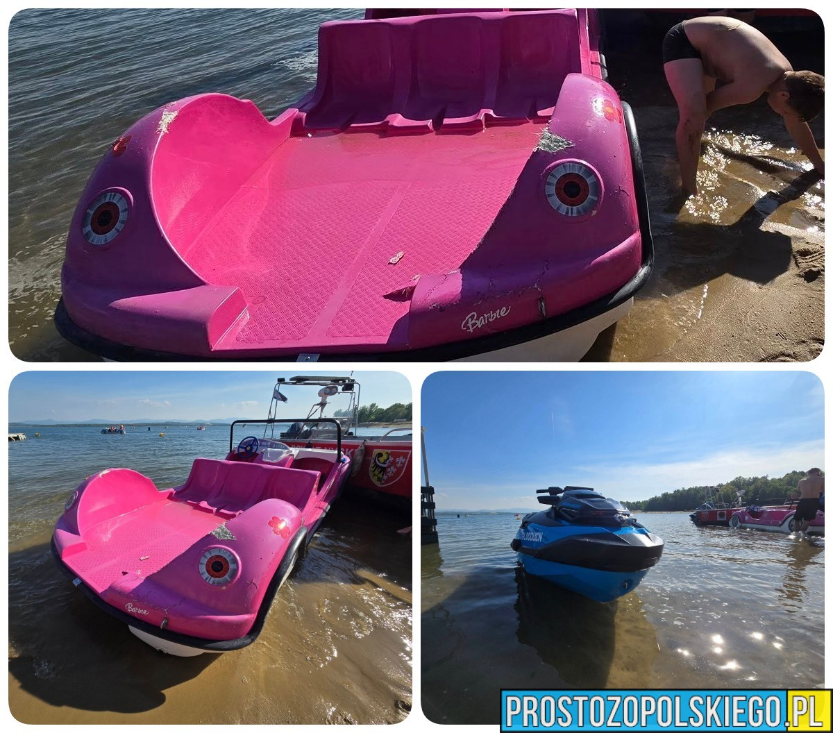 Skuter wodny z impetem uderzył w rower wodny na Jeziorze Nyskim. Na miejscu interweniowali ratownicy WOPR i policja