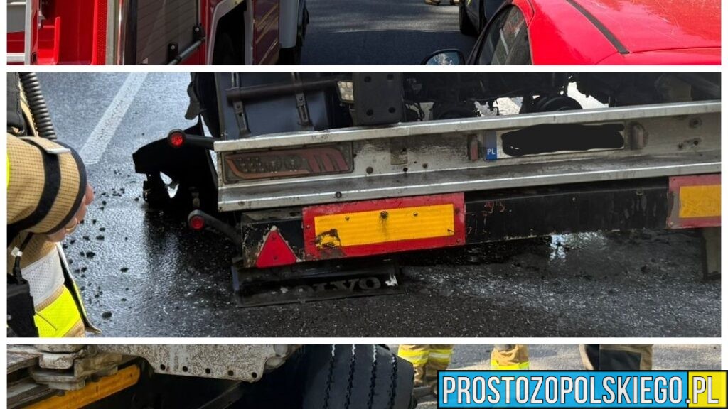 Pożar naczepy w powiecie kluczborskim. Strażacy szybko opanowali sytuację