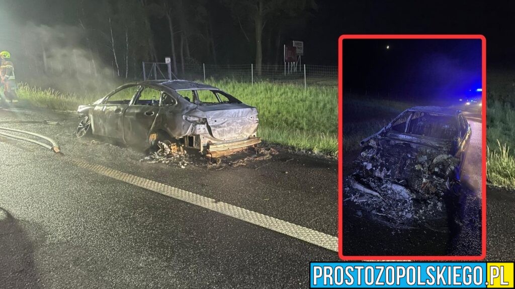 Pożar BMW na A4 pod Magnuszowiczkami. Auto stanęło w ogniu na pasie awaryjnym