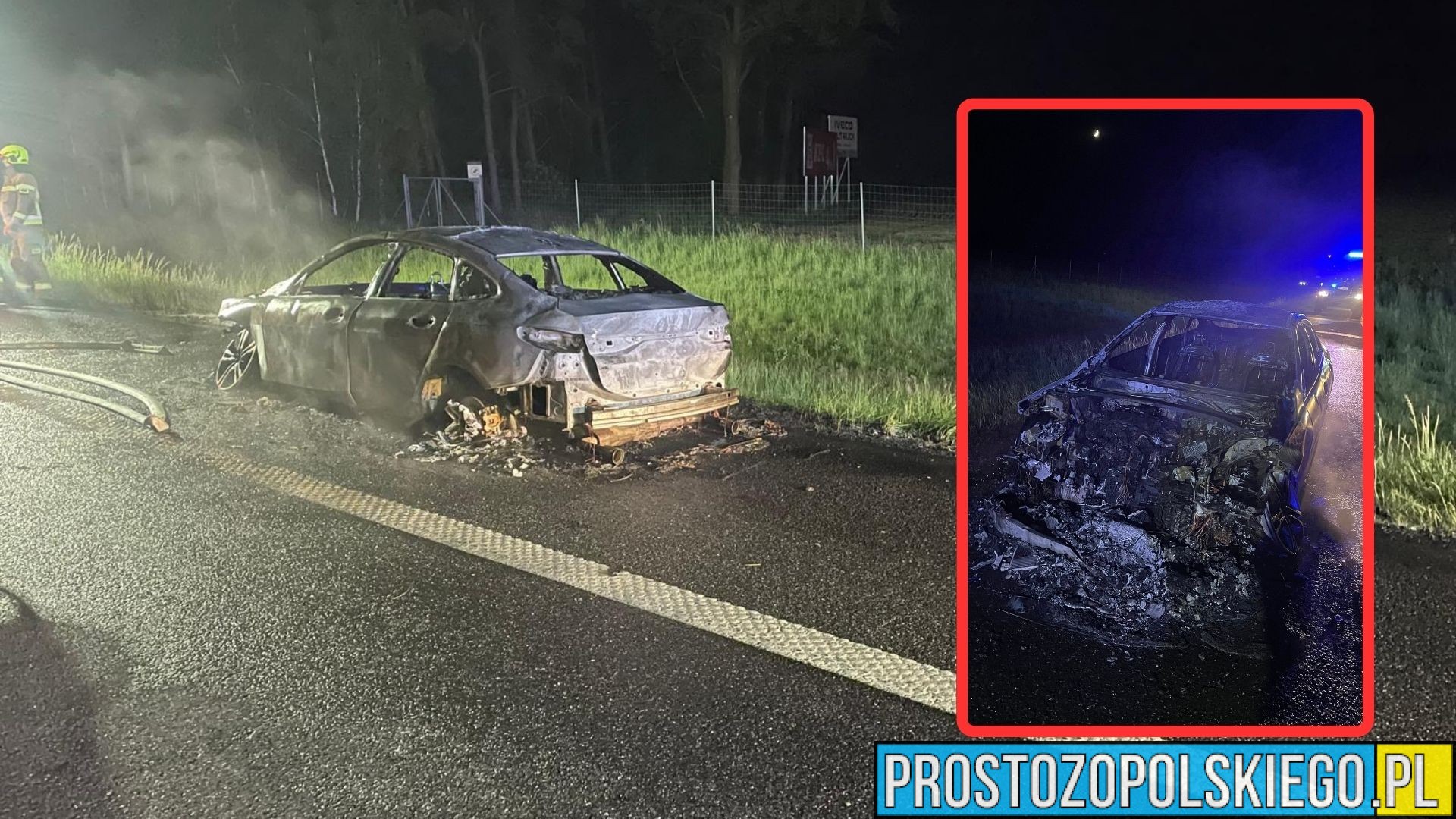 Pożar BMW na A4 pod Magnuszowiczkami. Auto stanęło w ogniu na pasie awaryjnym