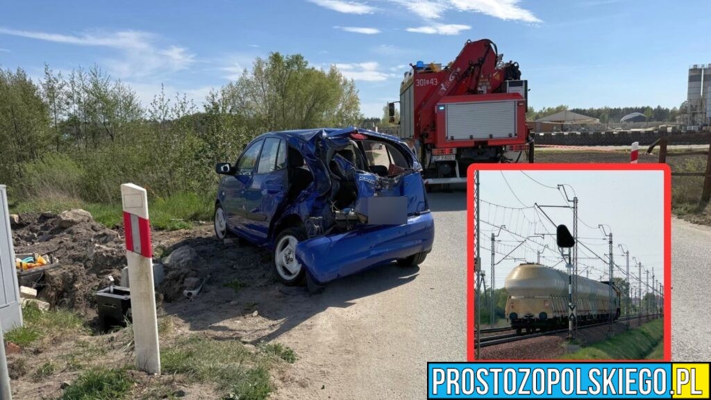 Zderzenie auta z pociągiem w Opolu-Malinie. Ruch kolejowy wstrzymany